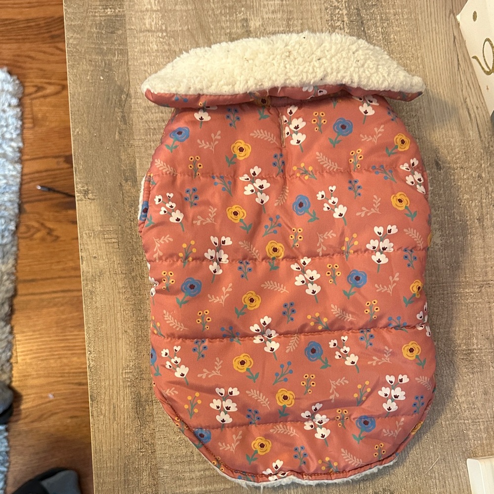 Floral Pet Jacket with Sherpa Lining